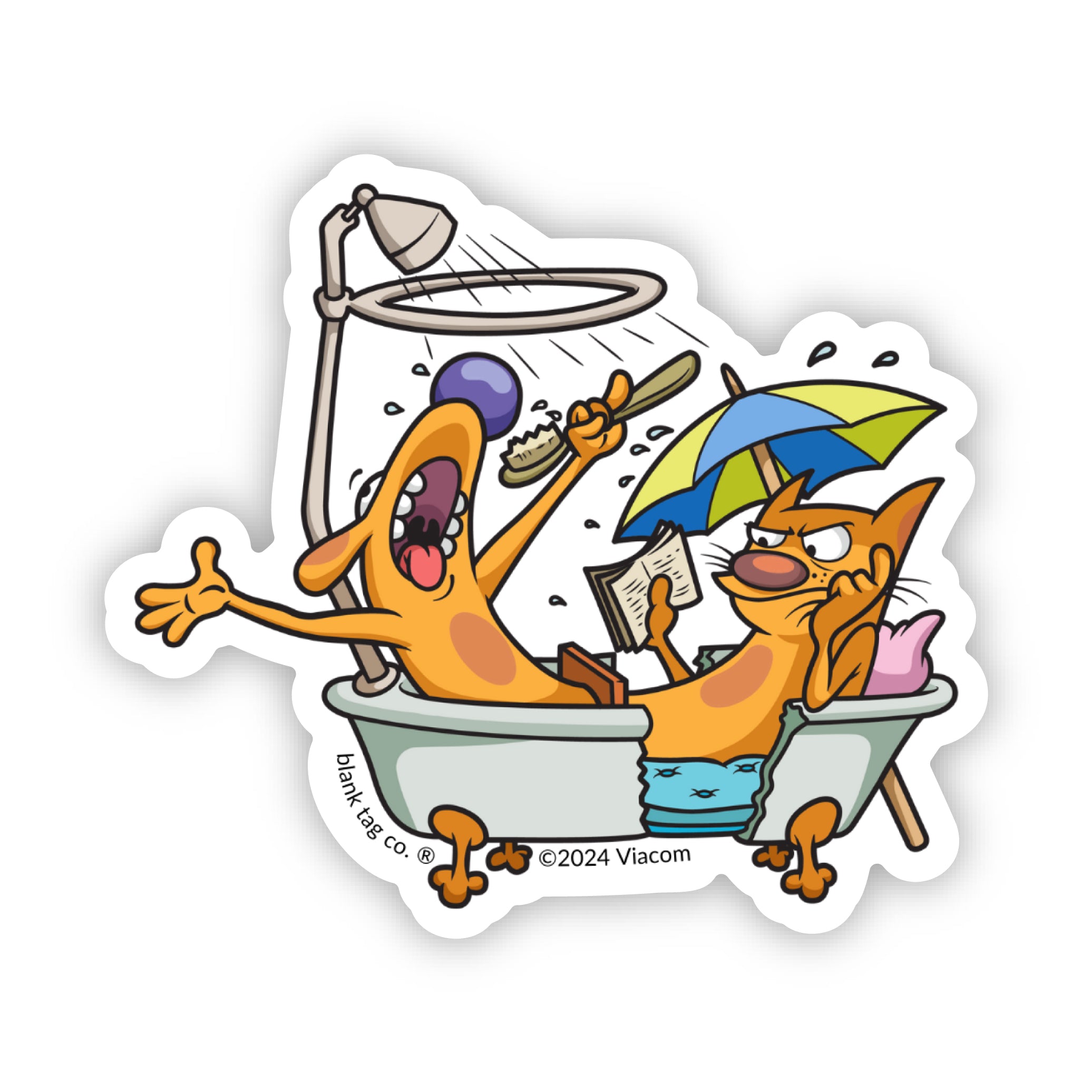 The Bathing CatDog Sticker