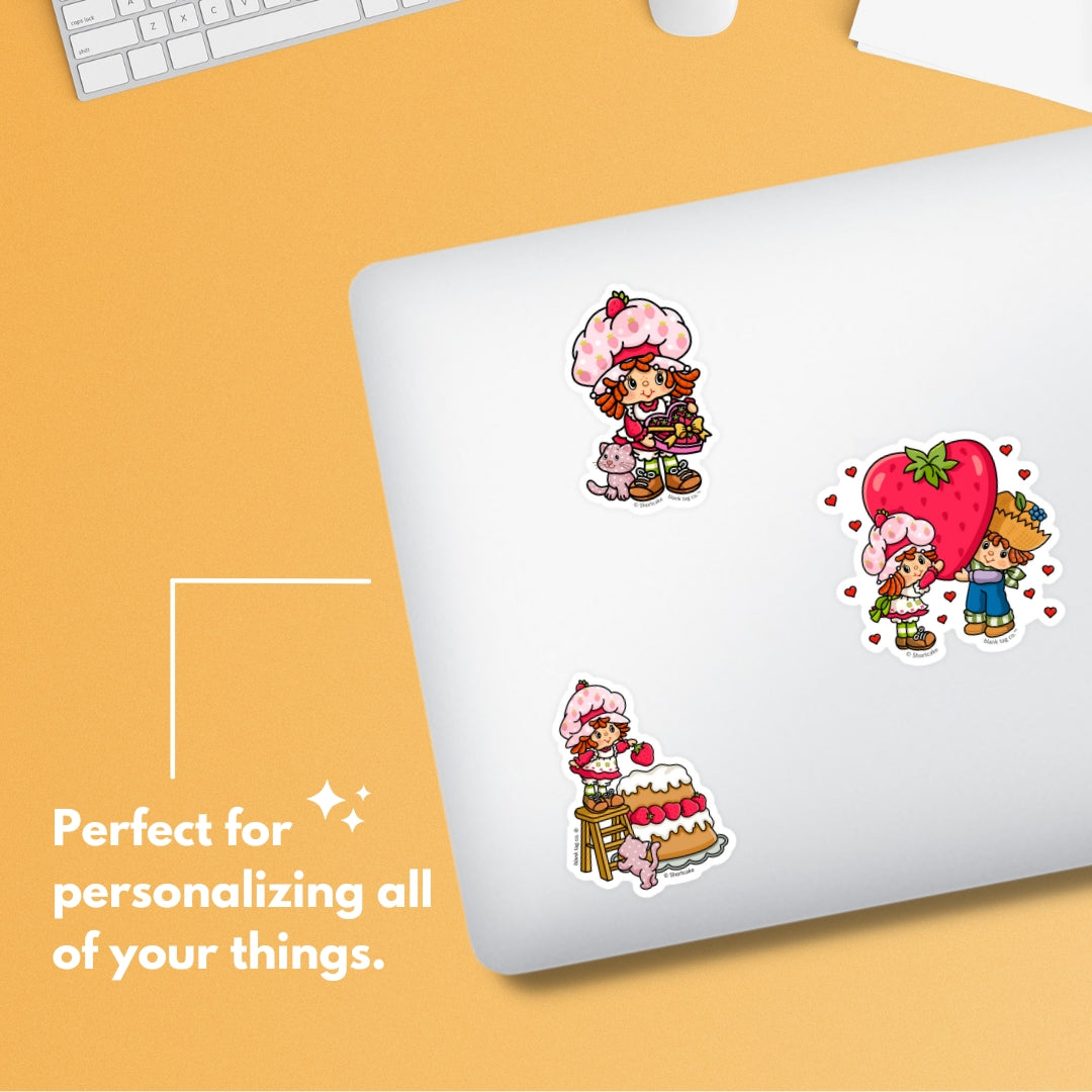 Strawberry Shortcake® Heartfelt 3-Pack Sticker Bundle - Waterproof Stickers for Water Bottles and Laptops