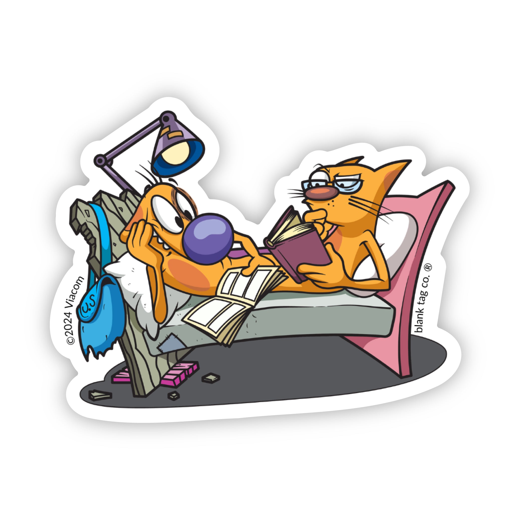 The Reading CatDog Sticker