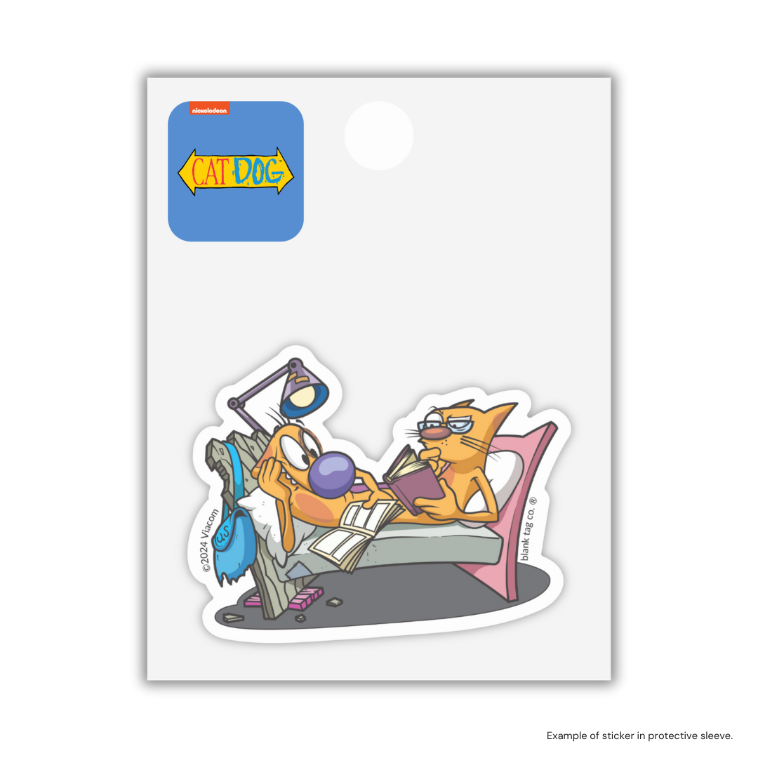 The Reading CatDog Sticker