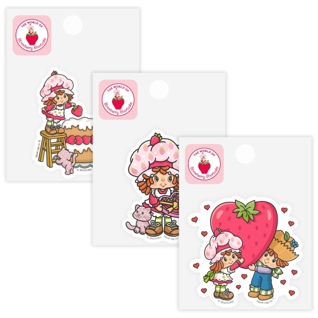 Strawberry Shortcake® Heartfelt 3-Pack Sticker Bundle - Waterproof Stickers for Water Bottles and Laptops