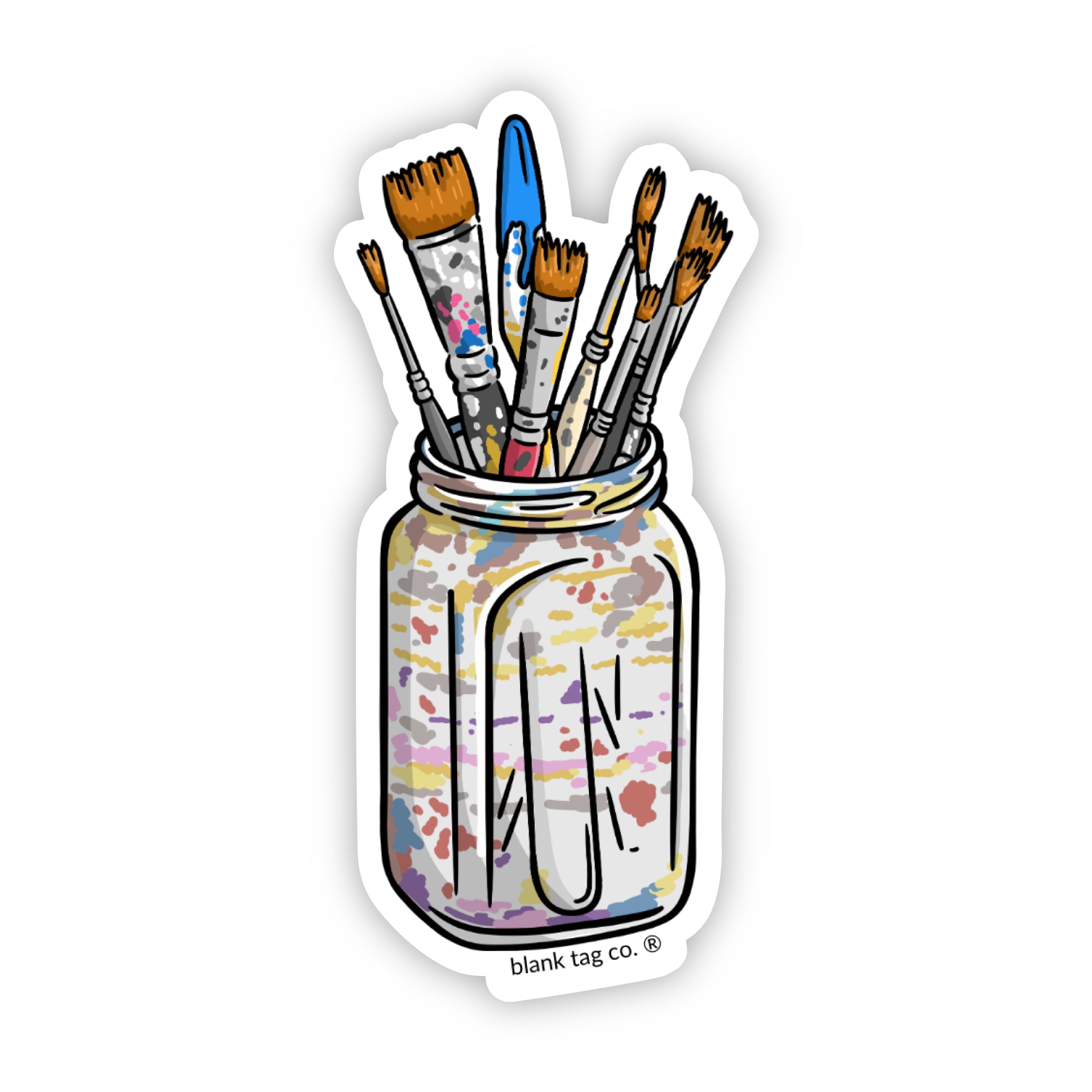 The Jar of Paint Brushes Sticker