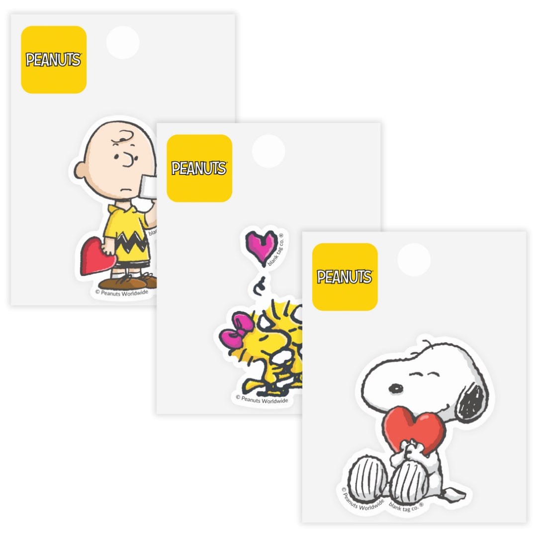 Peanuts® Snoopy Heartfelt 3-Pack Sticker Bundle - Waterproof Stickers for Water Bottles and Laptops