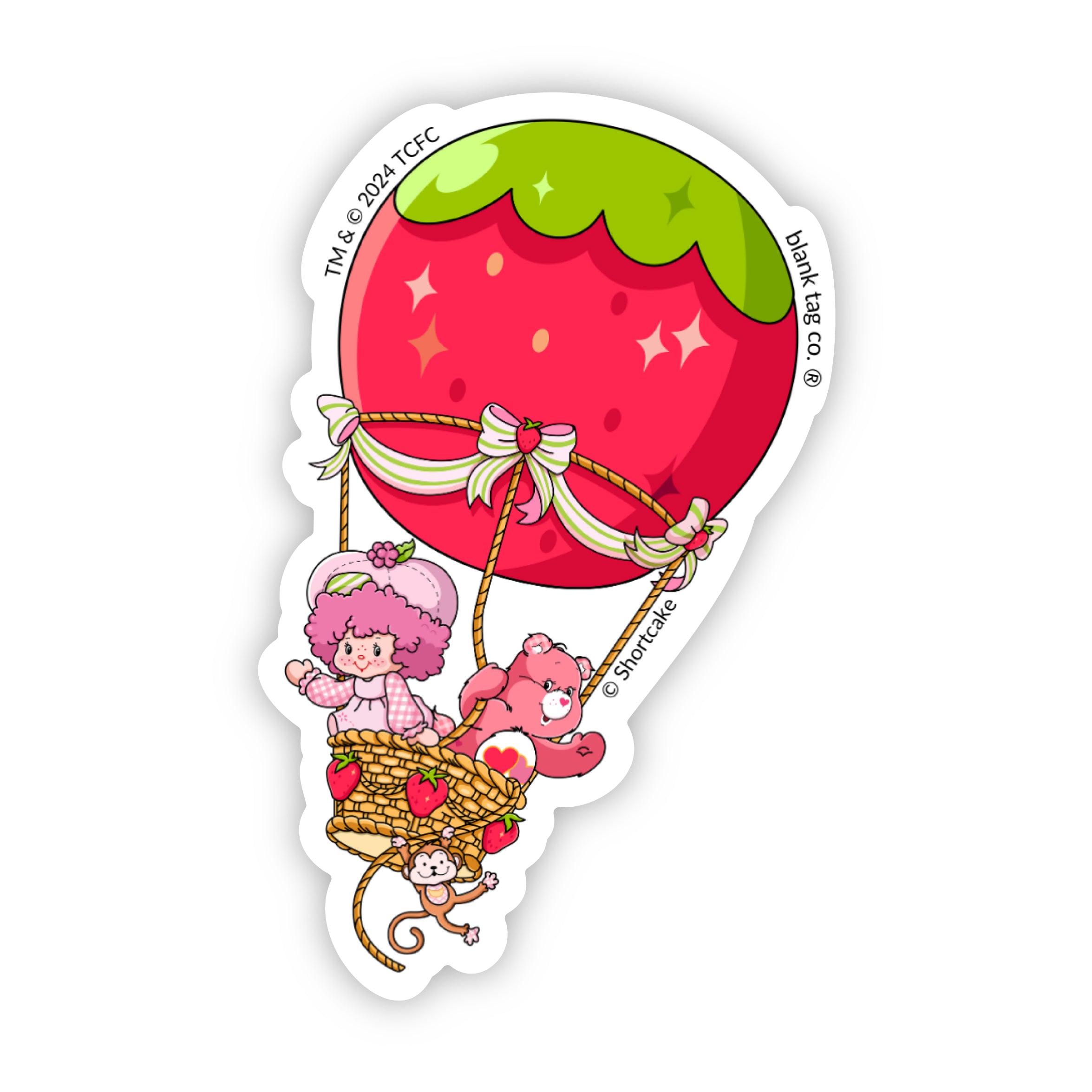 The Raspberry Tart and Love-a-Lot Bear In A Hot Air Balloon Sticker