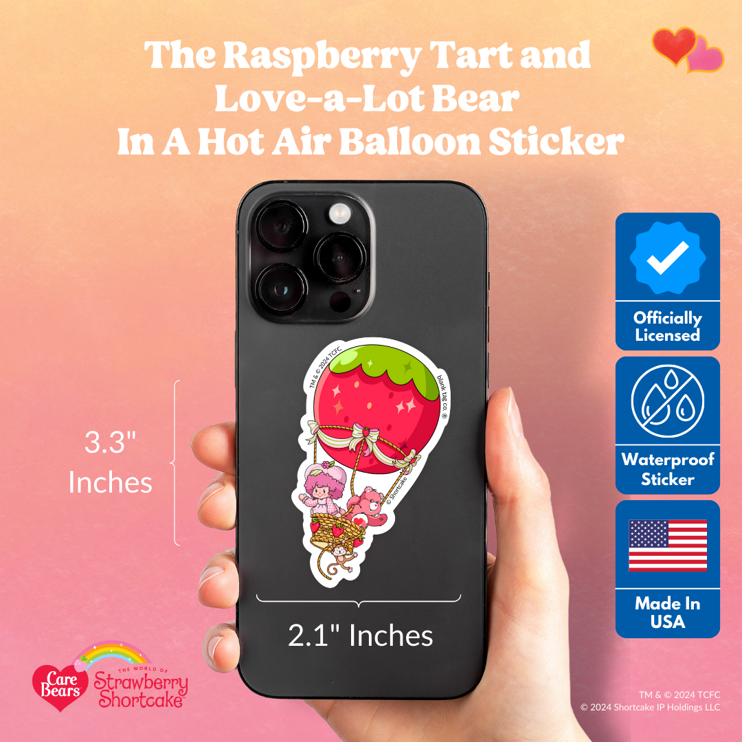 The Raspberry Tart and Love-a-Lot Bear In A Hot Air Balloon Sticker