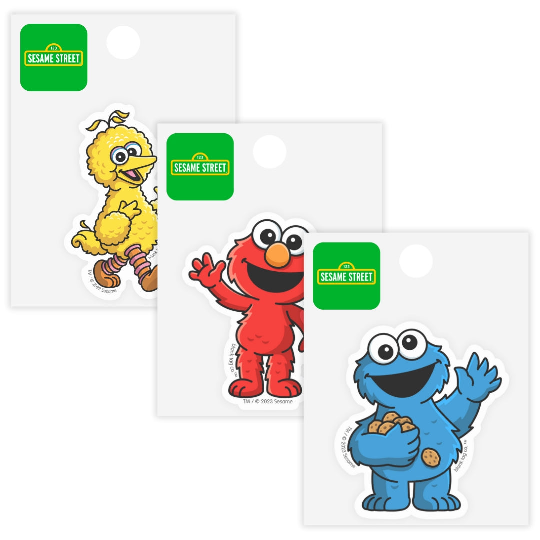 Sesame Street® 3-Pack Sticker Bundle - Waterproof Stickers for Water Bottles and Laptops