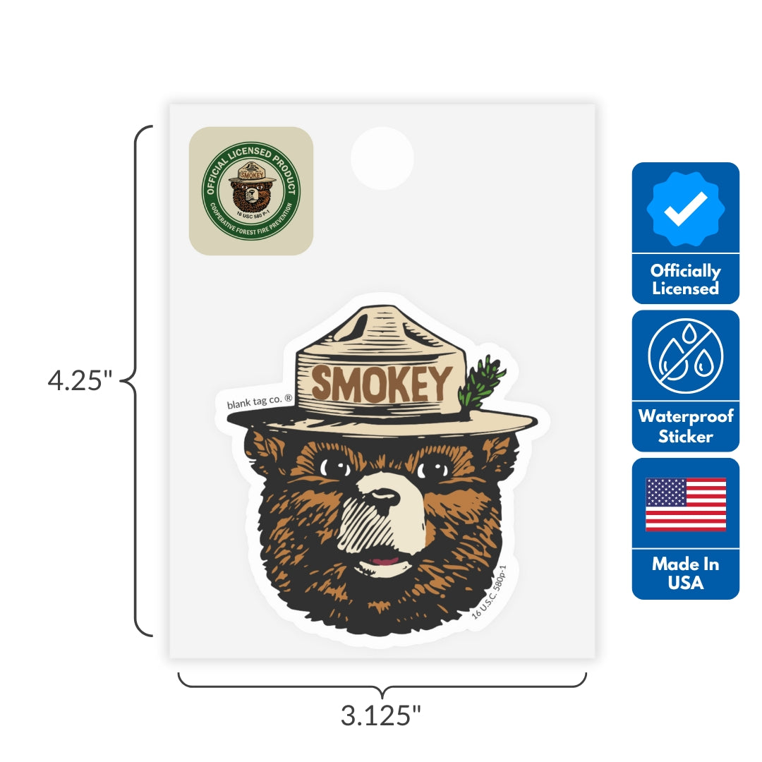 Smokey Bear® 3-Pack Sticker Bundle - Waterproof Stickers for Water Bottles and Laptops