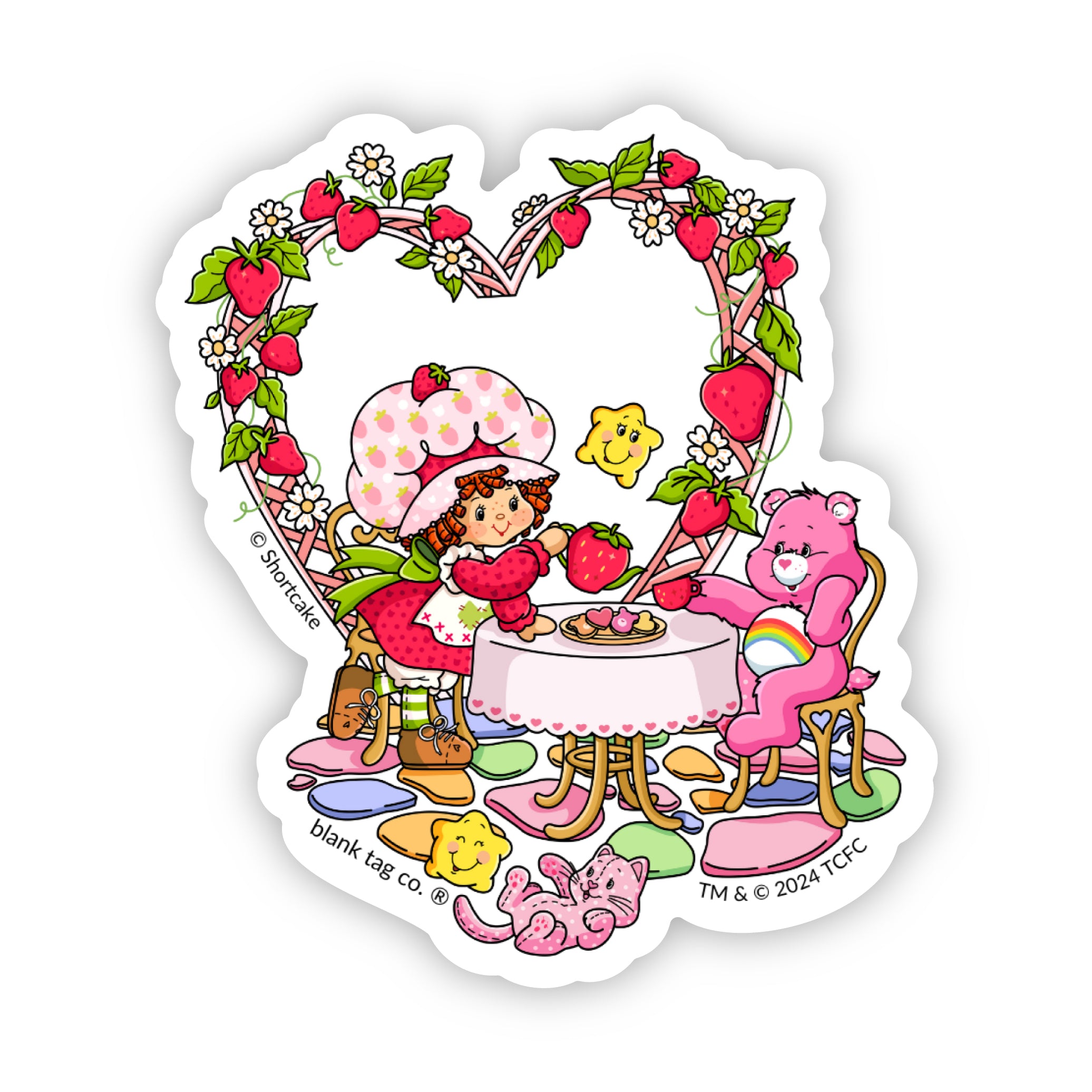 The Strawberry Shortcake and Cheer Bear Having Tea Sticker