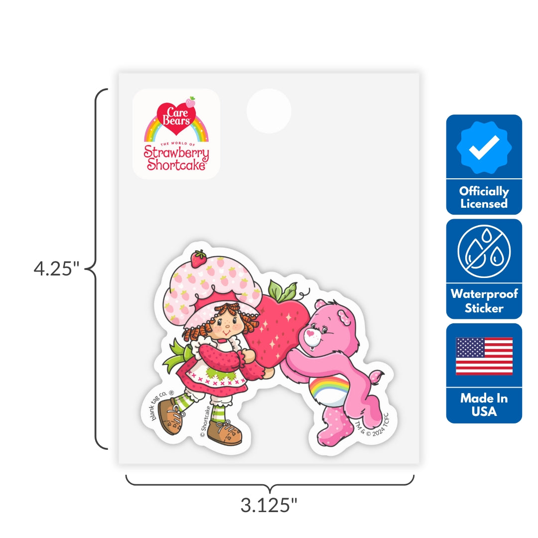 Strawberry Shortcake® x Care Bears® 3-Pack Sticker Bundle - Waterproof Stickers for Water Bottles and Laptops